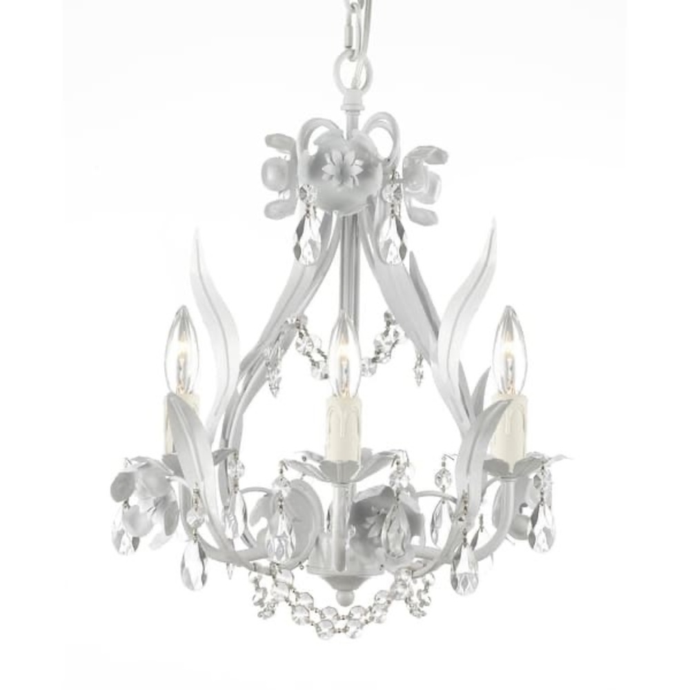 Elegant White Crystal 3-Light Chandelier Pendant